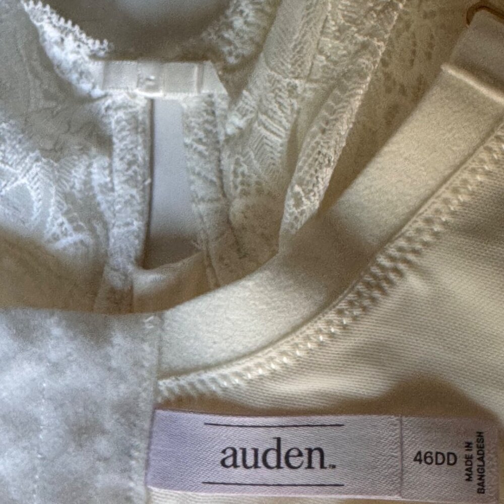 Unlined Full Coverage Underwire Bra 46DD Adjustable Straps Lace White Auden - Picture 13 of 16